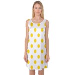 Polka Dots - Gold Yellow on White Sleeveless Satin Nightdress