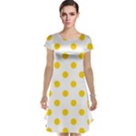 Polka Dots - Gold Yellow on White Cap Sleeve Nightdress