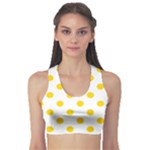 Polka Dots - Gold Yellow on White Women s Sports Bra