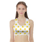 Polka Dots - Gold Yellow on White Women s Sports Bra with Border