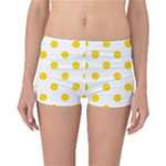 Polka Dots - Gold Yellow on White Reversible Boyleg Bikini Bottoms