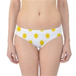 Polka Dots - Gold Yellow on White Hipster Bikini Bottoms