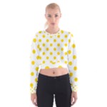 Polka Dots - Gold Yellow on White Women s Cropped Sweatshirt