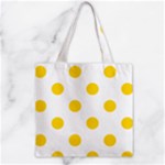 Polka Dots - Gold Yellow on White Zipper Grocery Tote Bag