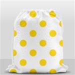 Polka Dots - Gold Yellow on White Drawstring Bag (Small)