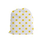 Polka Dots - Gold Yellow on White Drawstring Pouch (L)