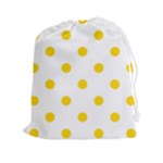 Polka Dots - Gold Yellow on White Drawstring Pouch (XXl)