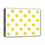 Polka Dots - Gold Yellow on White Deluxe Canvas 16  x 12  (Stretched)