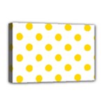 Polka Dots - Gold Yellow on White Deluxe Canvas 18  x 12  (Stretched)