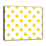 Polka Dots - Gold Yellow on White Deluxe Canvas 24  x 20  (Stretched)