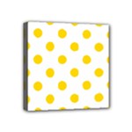 Polka Dots - Gold Yellow on White Mini Canvas 4  x 4  (Stretched)