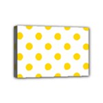 Polka Dots - Gold Yellow on White Mini Canvas 6  x 4  (Stretched)