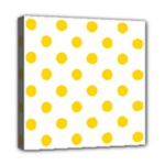 Polka Dots - Gold Yellow on White Mini Canvas 8  x 8  (Stretched)