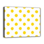 Polka Dots - Gold Yellow on White Canvas 14  x 11  (Stretched)