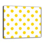 Polka Dots - Gold Yellow on White Canvas 20  x 16  (Stretched)