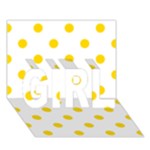 Polka Dots - Gold Yellow on White GIRL 3D Greeting Card (7x5)