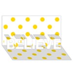 Polka Dots - Gold Yellow on White BELIEVE 3D Greeting Card (8x4)