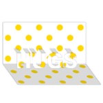 Polka Dots - Gold Yellow on White HUGS 3D Greeting Card (8x4)