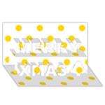 Polka Dots - Gold Yellow on White Merry Xmas 3D Greeting Card (8x4)