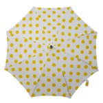 Polka Dots - Gold Yellow on White Hook Handle Umbrella (Medium)