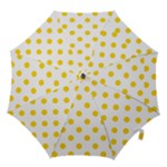 Polka Dots - Gold Yellow on White Hook Handle Umbrella (Small)
