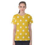 Polka Dots - White on Banana Yellow Women s Cotton Tee