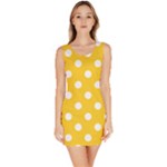 Polka Dots - White on Banana Yellow Bodycon Dress