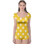 Polka Dots - White on Banana Yellow Boyleg Leotard (Ladies)