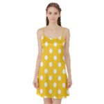 Polka Dots - White on Banana Yellow Satin Night Slip