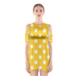 Polka Dots - White on Banana Yellow Women s Cutout Shoulder Dress