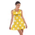 Polka Dots - White on Banana Yellow Cotton Racerback Dress