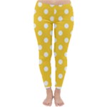 Polka Dots - White on Banana Yellow Winter Leggings