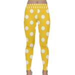 Polka Dots - White on Banana Yellow Yoga Leggings