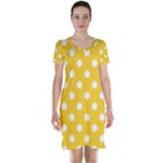 Polka Dots - White on Banana Yellow Short Sleeve Nightdress