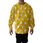 Polka Dots - White on Banana Yellow Hooded Wind Breaker (Kids)