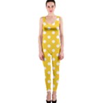 Polka Dots - White on Banana Yellow OnePiece Catsuit