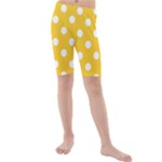 Polka Dots - White on Banana Yellow Kid s Mid Length Swim Shorts
