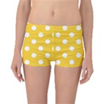 Polka Dots - White on Banana Yellow Boyleg Bikini Bottoms
