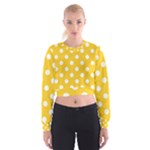 Polka Dots - White on Banana Yellow Women s Cropped Sweatshirt