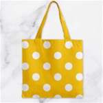 Polka Dots - White on Banana Yellow Zipper Grocery Tote Bag