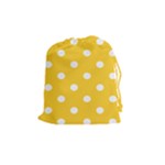 Polka Dots - White on Banana Yellow Drawstring Pouch (M)