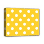 Polka Dots - White on Banana Yellow Deluxe Canvas 14  x 11  (Stretched)