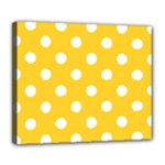 Polka Dots - White on Banana Yellow Deluxe Canvas 24  x 20  (Stretched)