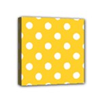 Polka Dots - White on Banana Yellow Mini Canvas 4  x 4  (Stretched)