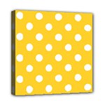Polka Dots - White on Banana Yellow Mini Canvas 8  x 8  (Stretched)