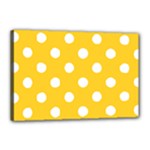 Polka Dots - White on Banana Yellow Canvas 18  x 12  (Stretched)