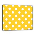 Polka Dots - White on Banana Yellow Canvas 20  x 16  (Stretched)