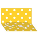 Polka Dots - White on Banana Yellow Twin Heart Bottom 3D Greeting Card (8x4)