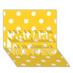 Polka Dots - White on Banana Yellow YOU ARE INVITED 3D Greeting Card (7x5)