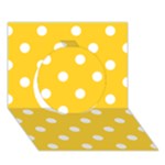 Polka Dots - White on Banana Yellow Circle 3D Greeting Card (7x5)